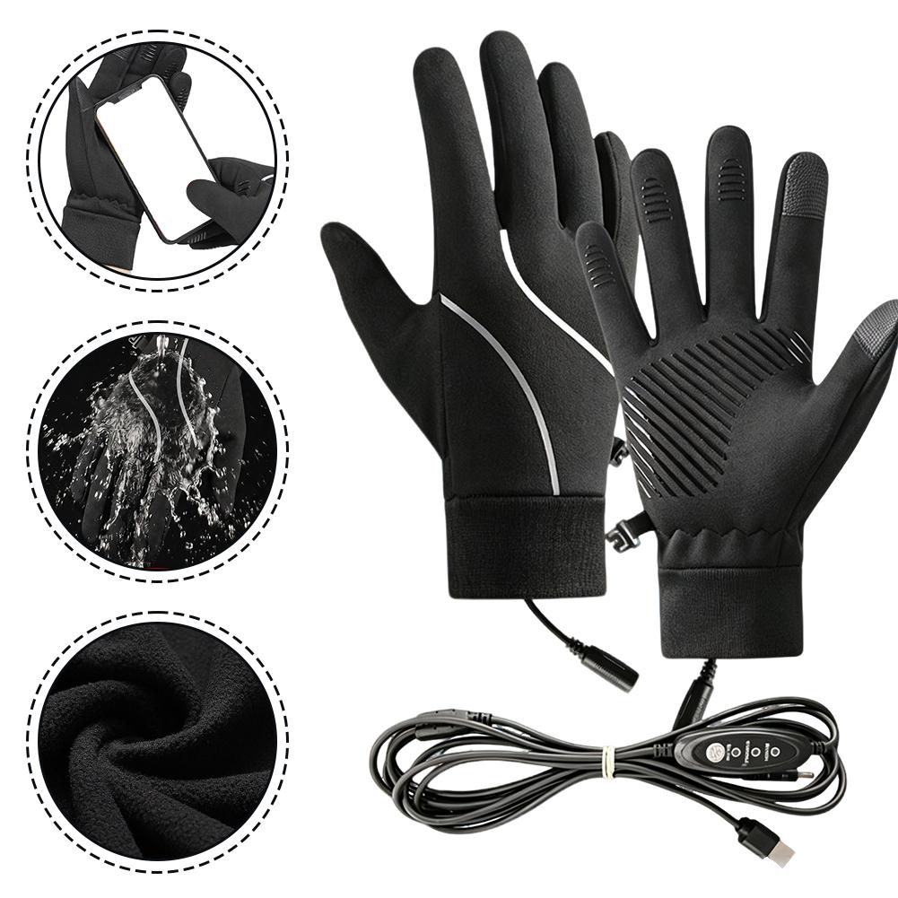 Cycling Gear Winter - Rechargeable Heated Gloves Winter Fleece Warm