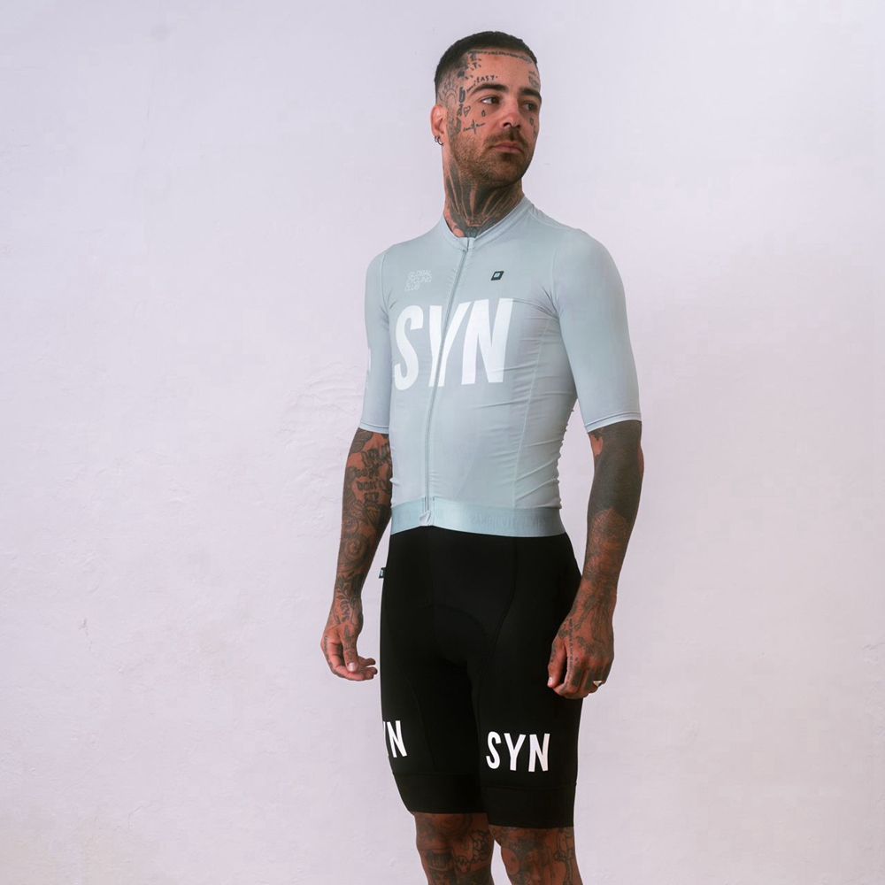 Padded Cycling Shorts - Silver gray short sleeved cycling Jersey