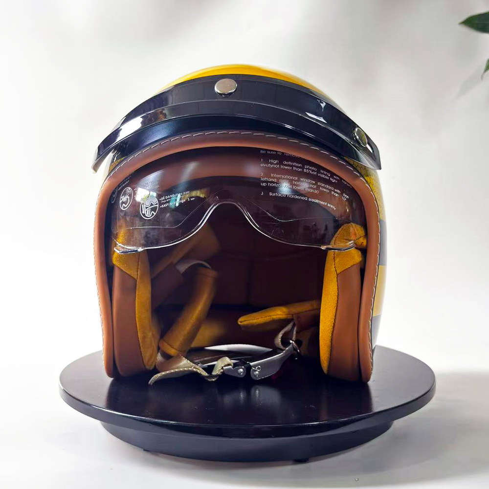 New Retro Motorcycle Helmet Ye - đánh giá và giá Yellow Cycling Gear
